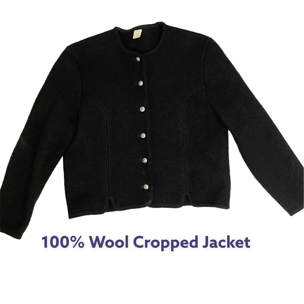 Vintage 100% Wool Cropped Jacket - Ladies size 15/16